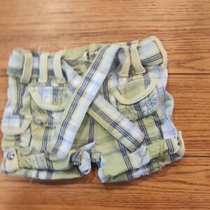 Green and Blue Plaid Diaper Cover with Ruffled Waistband